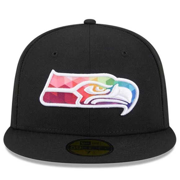 Seattle Seahawks New Era Black 2023 NFL Crucial Catch 59FIFTY Fitted Hat 7-1/8" - Picture 1 of 4